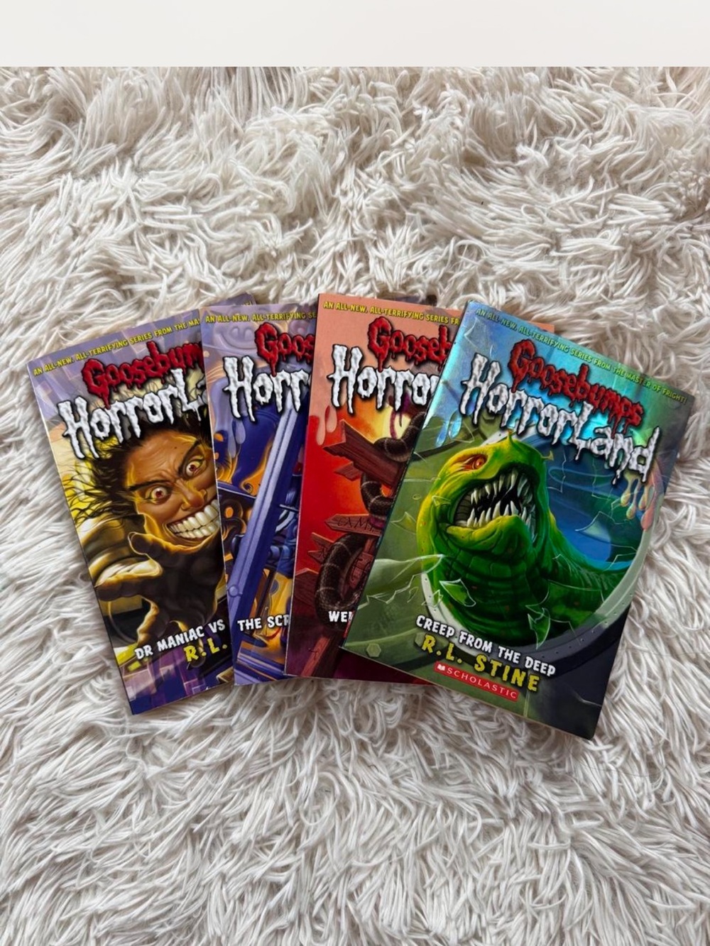 Scholastic Goosebumps HorrorLand Paperback Set - Green, Red, Blue, Purple Covers